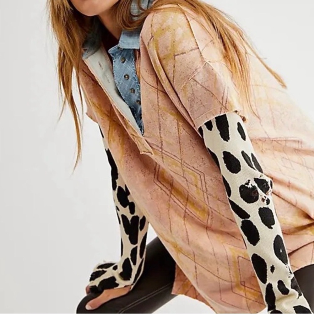 Free People Gone Rogue Twofer Layered Shirt Size Small